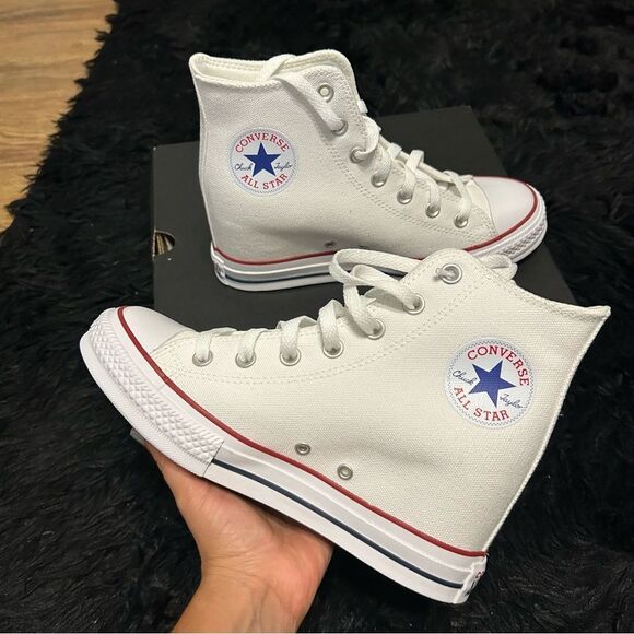 CONVERSE Ctas wedge hi top white lace up shoes sneakers women’s 9 new - Picture 7 of 7